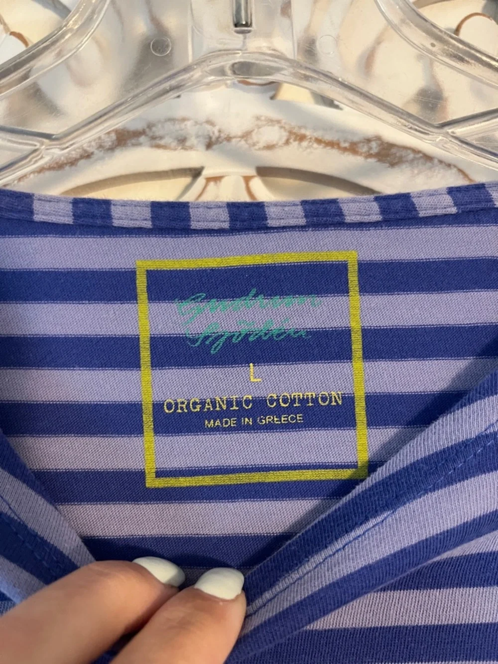 Gudrun Sjoden Blue and Lavender Striped Long Sleeve Tee - Picture 2 of 6